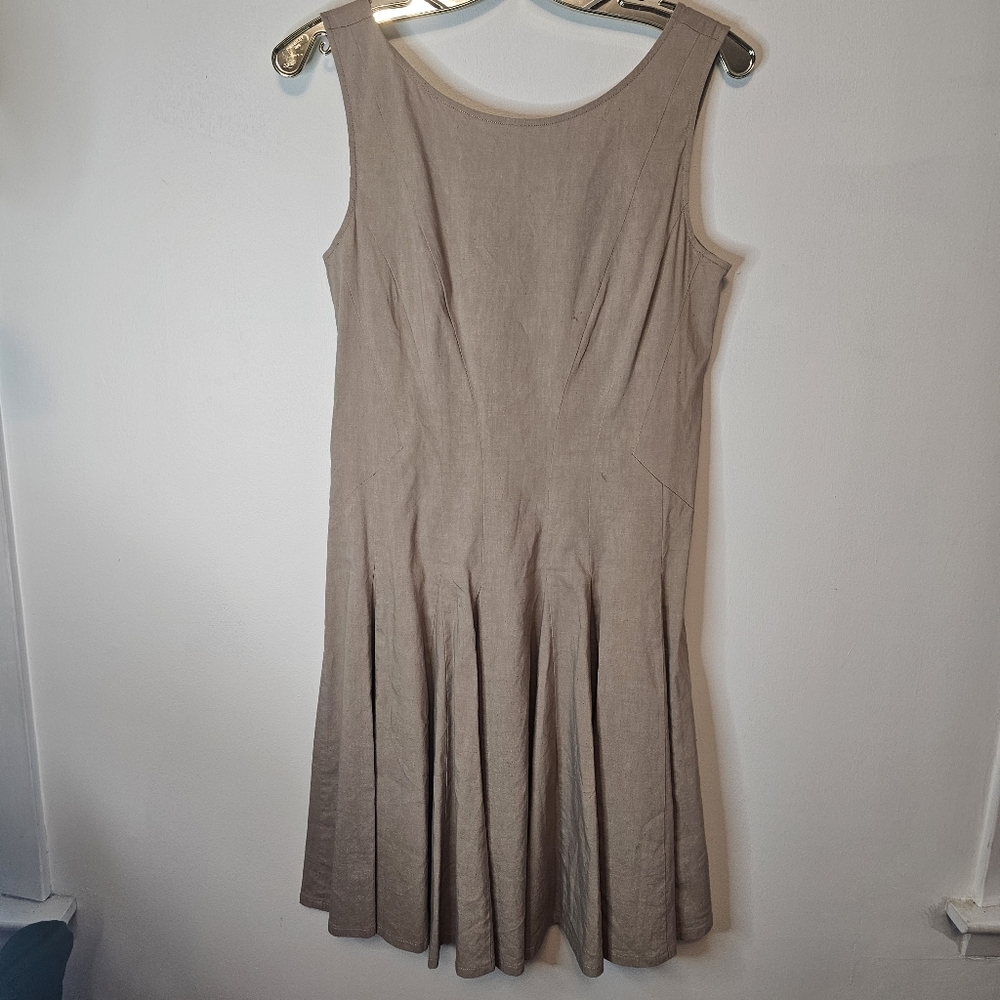 NWT Theory Kaien W Beige Linen Blend Fit & Flare Mini Dress Size 6 - Picture 3 of 14